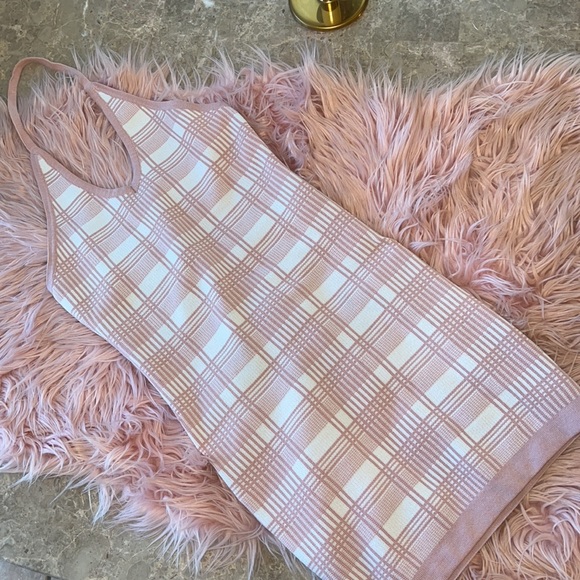 SHEIN Plaid Halter Pink Mini Sweater Dress - Picture 4 of 5